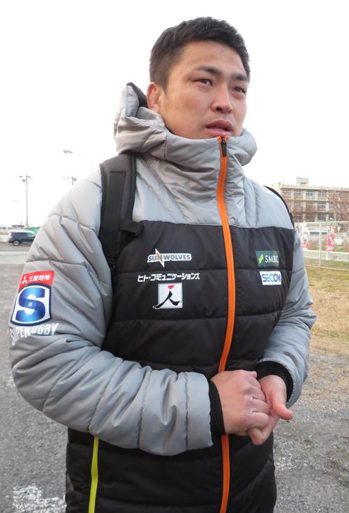 開幕戦に向けて意気込みを語る谷田部洸太郎（撮影・峯岸佑樹）