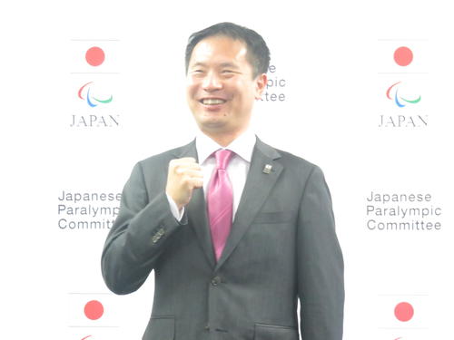 JPC委員長就任会見を行った河合純一氏（撮影・小堀泰男）
