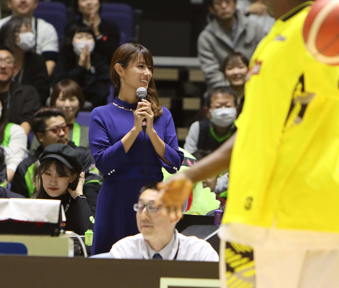 女優深田恭子がレバンガ北海道のホームゲームにゲストで登場（撮影・奥村昌治）