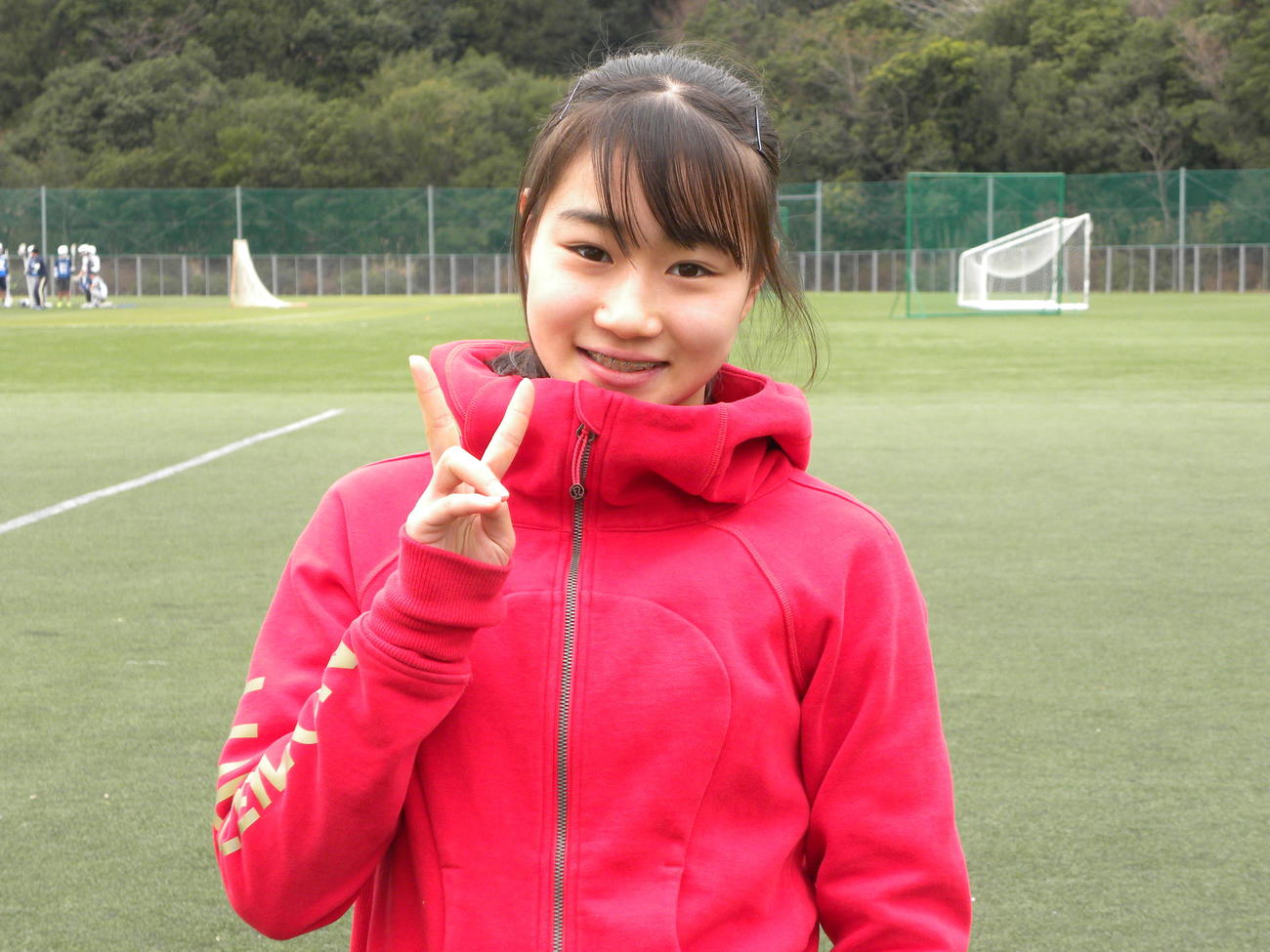 世界ジュニア選手権を控え、笑顔を見せる河辺愛菜（撮影・松本航）