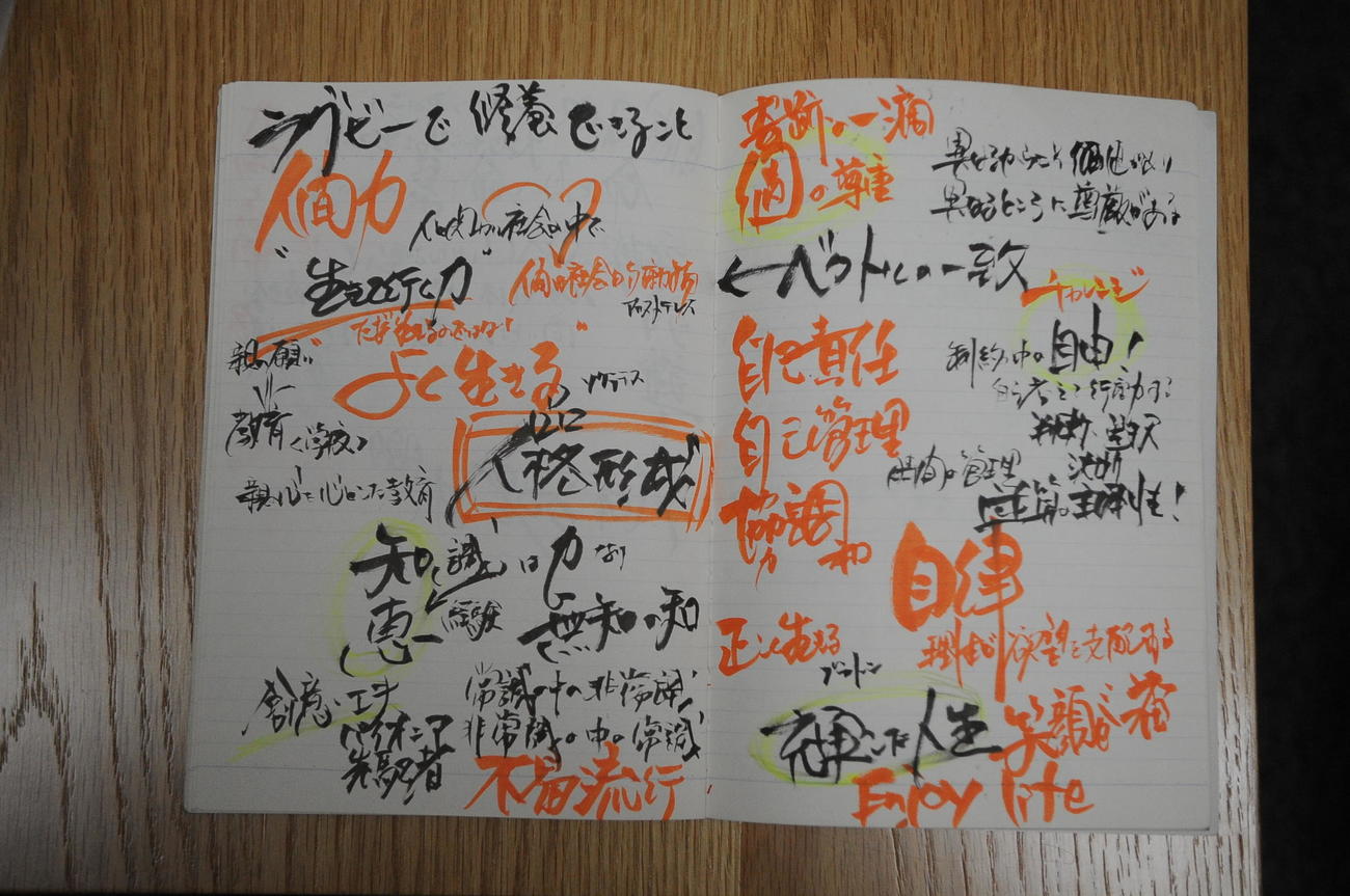 常にかたわらに置く「ラグビーノート」。気がついたことをすぐに書き留める