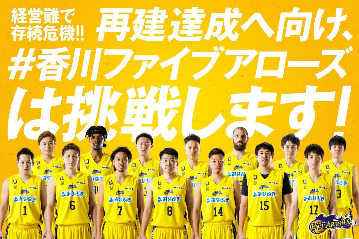 クラウドファンディングを行うB2香川の告知バナー（香川ファイブアローズ提供）