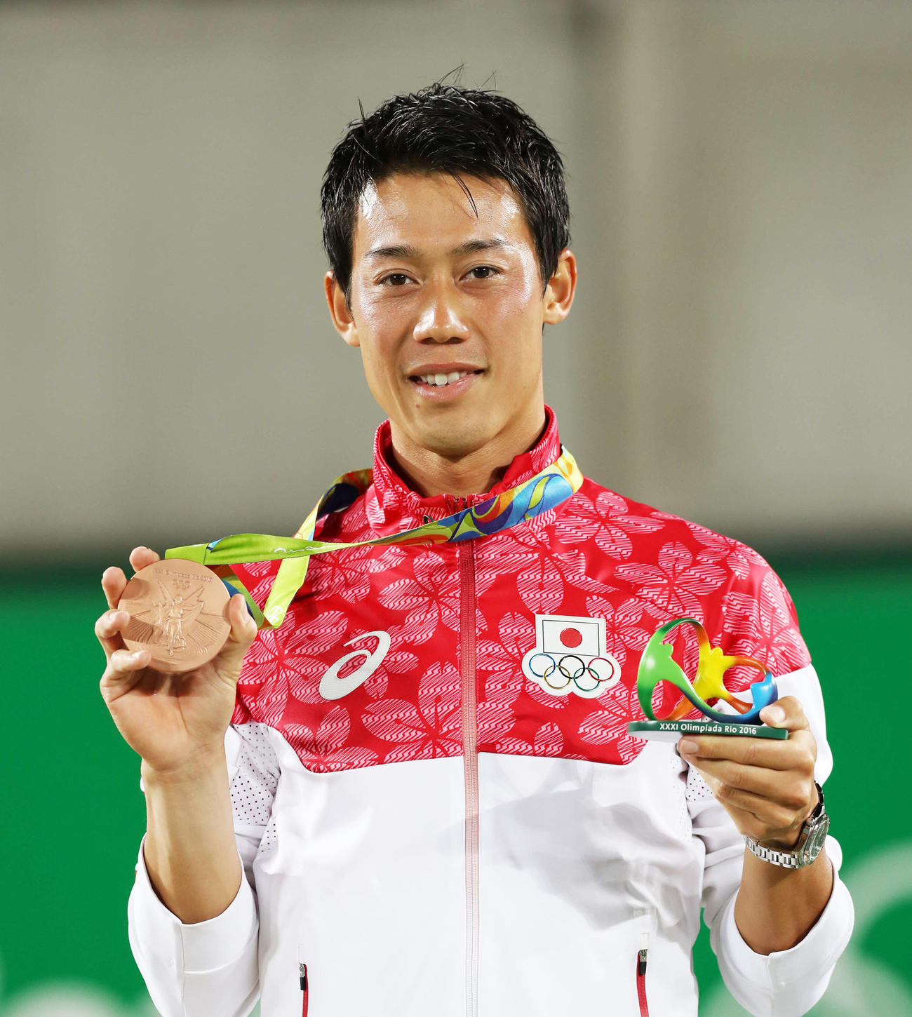 リオ五輪テニス男子シングルスで銅メダルを獲得した錦織圭（撮影・PIKO＝2016年8月14日）