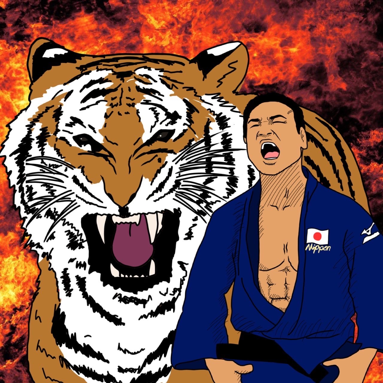 五輪2大会連続銅メダルの海老沼匡のイラスト