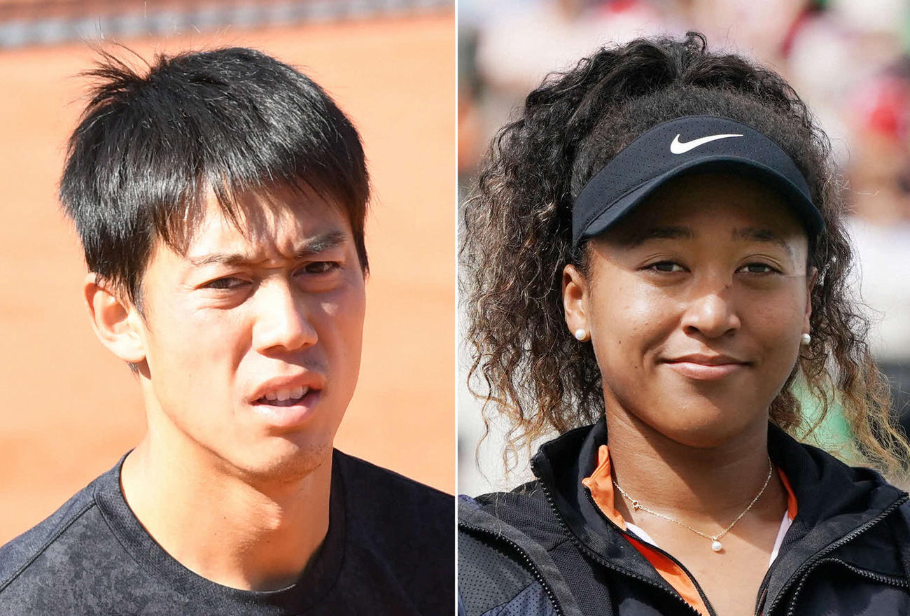 錦織圭（左）と大坂なおみ