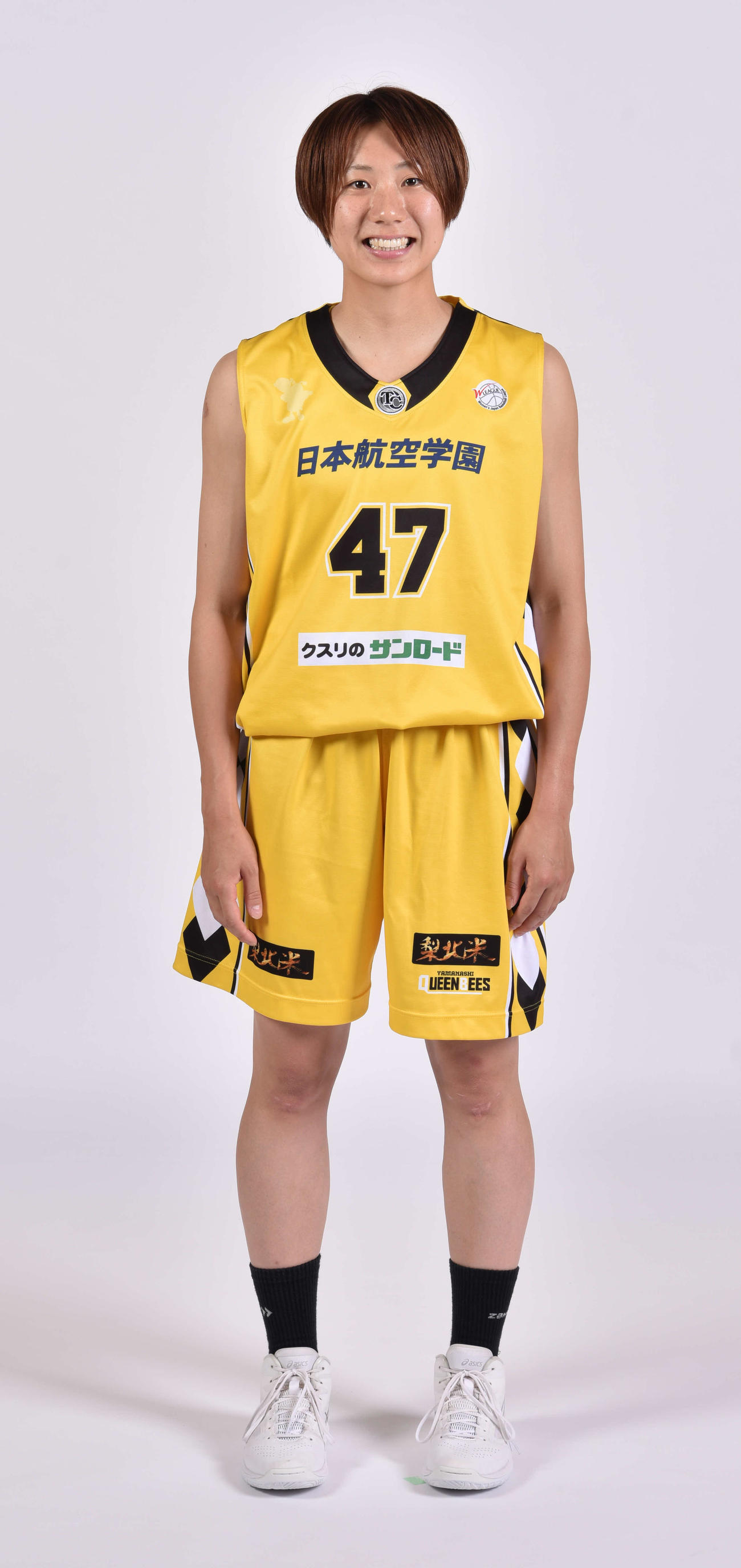 J2甲府・荒木との結婚を発表したWリーグ山梨の内堀(山梨クィーンビーズ提供)