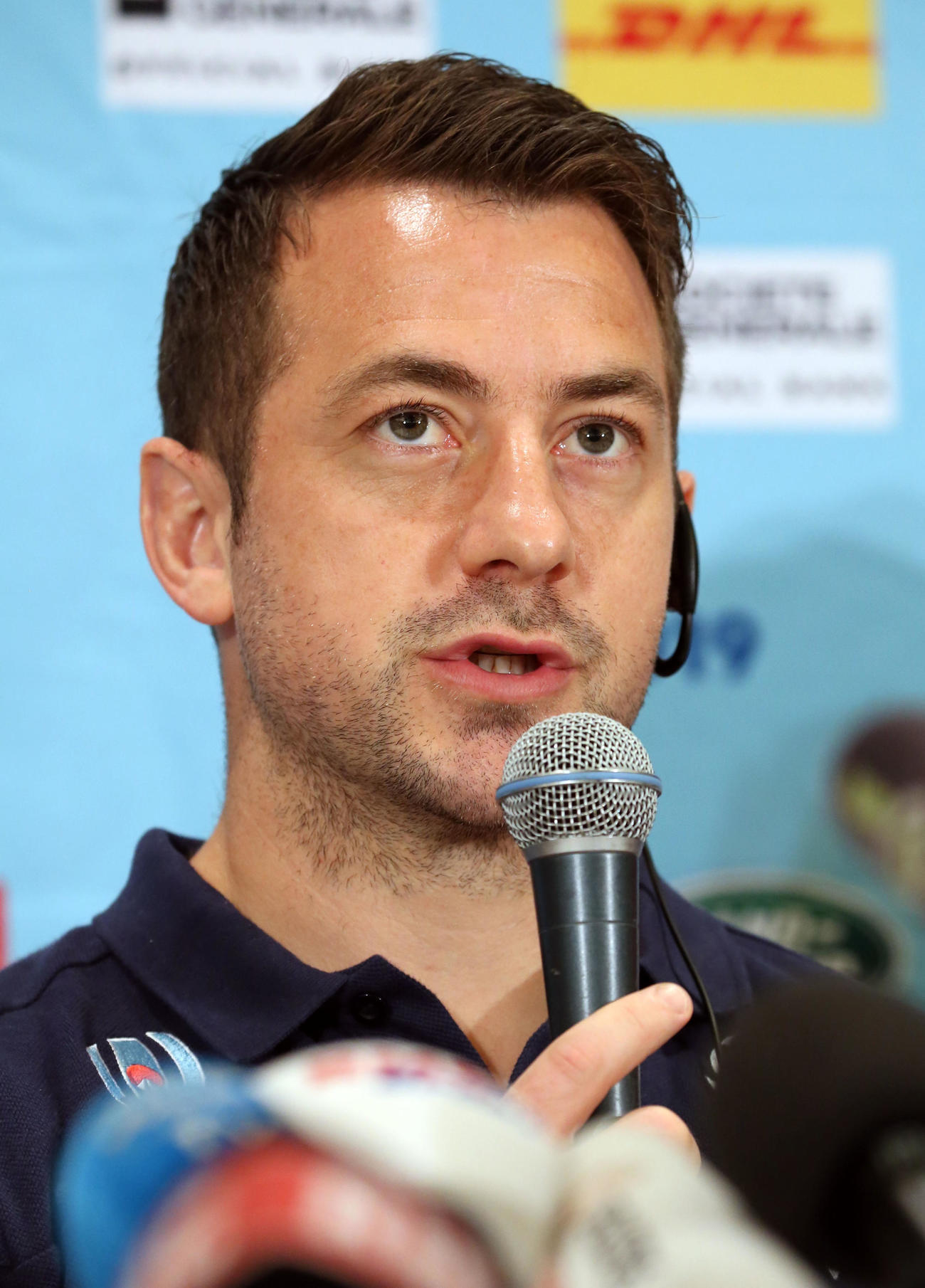 19年10月、会見でW杯日本戦について話をするレイドロー