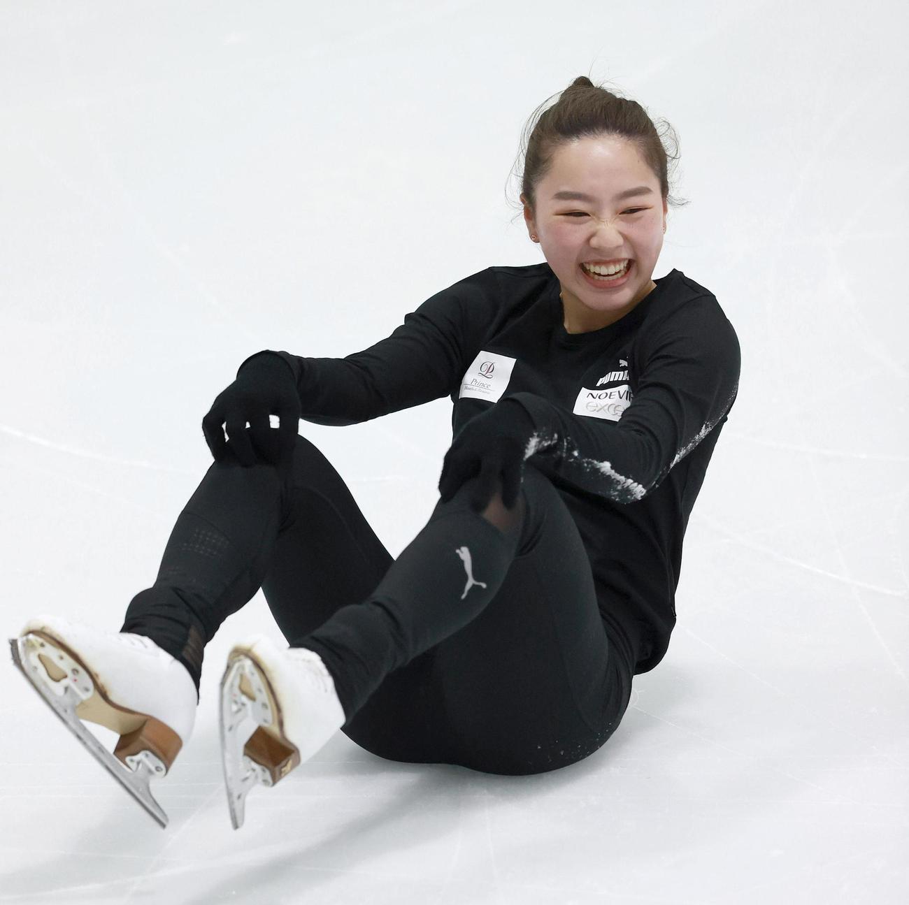 フィギュアのシニア強化合宿で練習する樋口新葉（代表撮影）