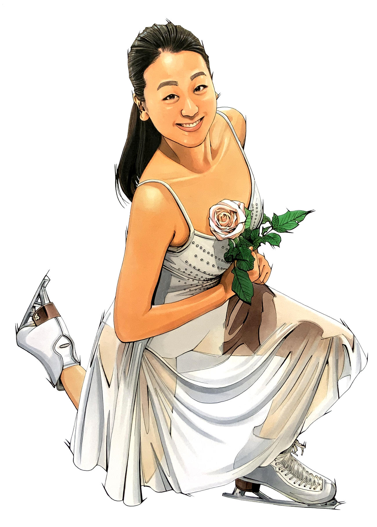浅田真央さん27歳、薔薇の花を持って（田村大さん作）