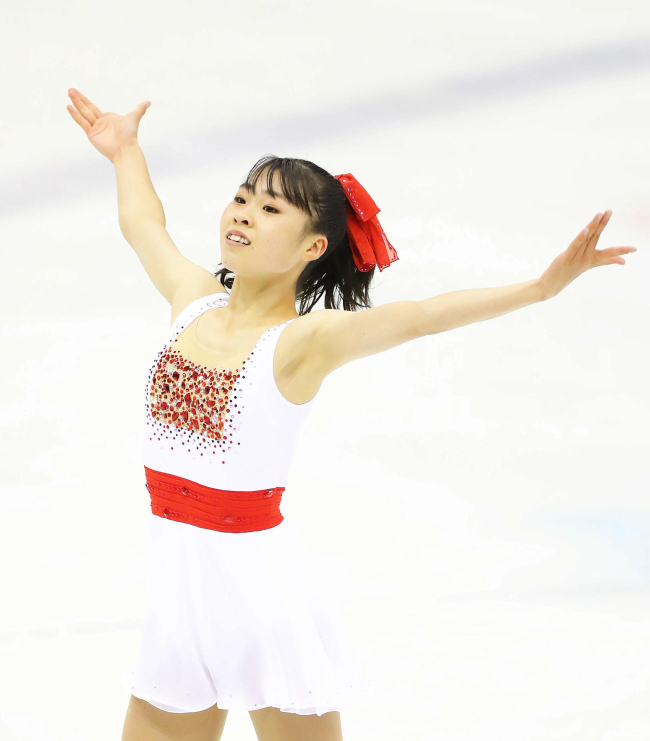 ジュニア女子FSの演技を終える鈴木（撮影・河田真司）　　　