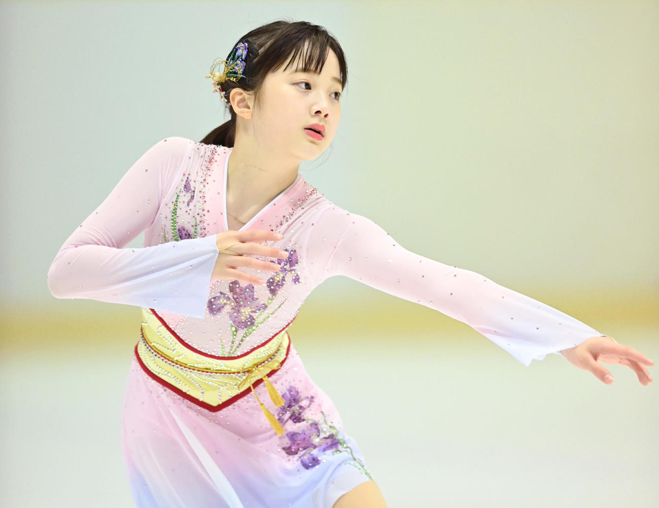 フィギュアスケート近畿選手権　ジュニア女子フリーで演技を披露する本田紗来（代表撮影）