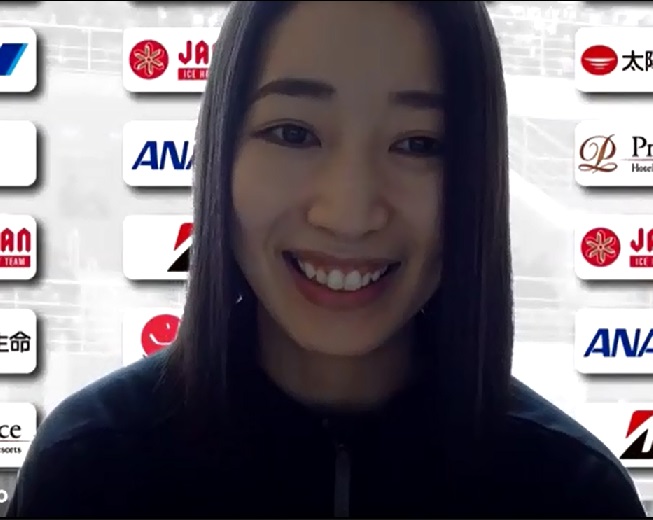 オンラインで北京五輪の意気込みを語った、アイスホッケー女子日本代表藤本那菜（日本アイスホッケー連盟提供）