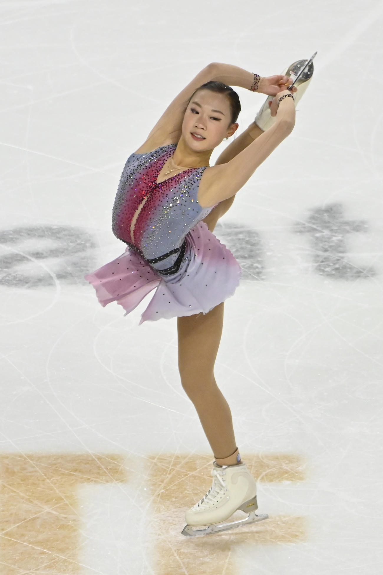 スケートアメリカ　女子フリー　演技するオードリー・シン（AP）