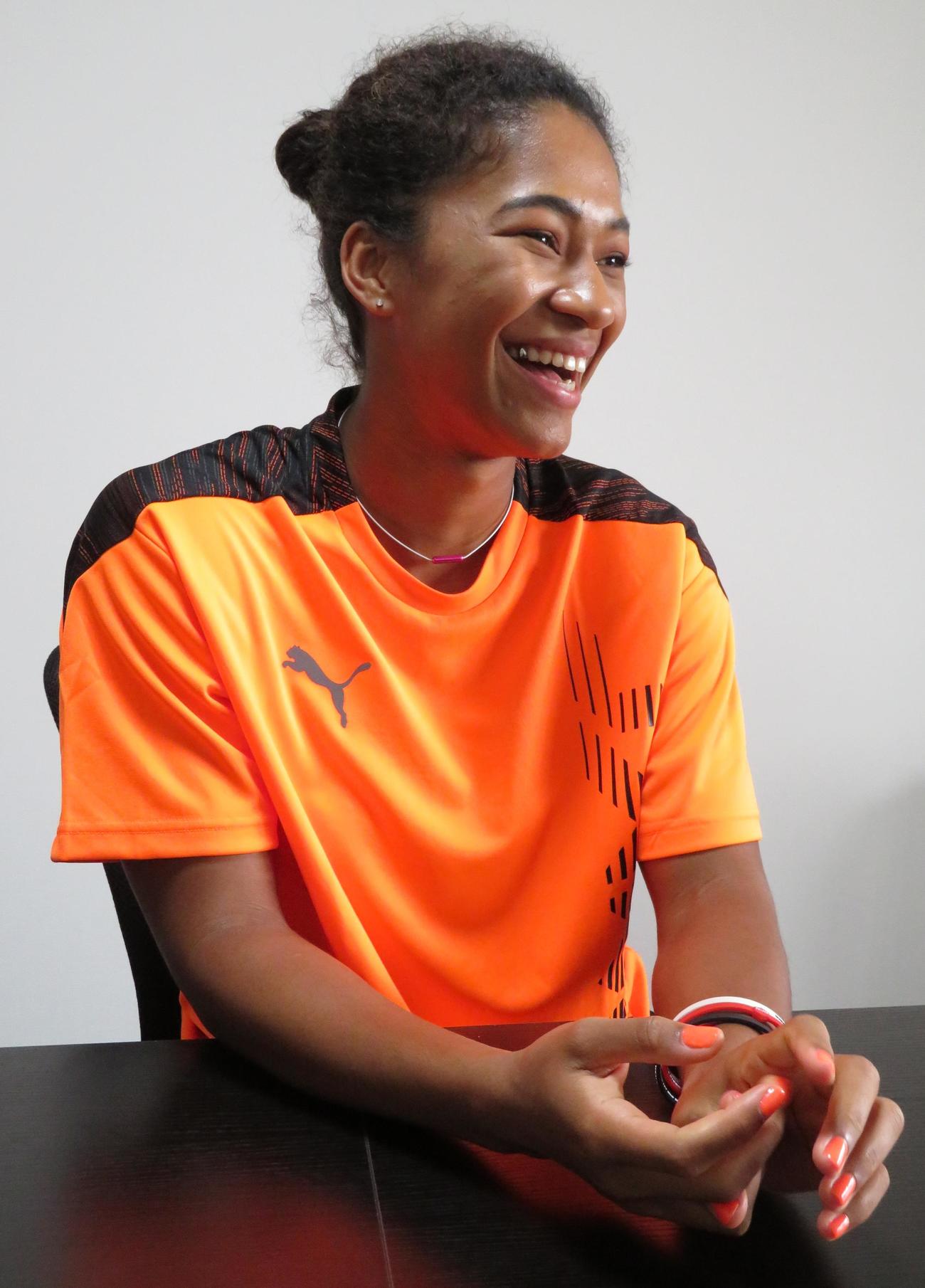 東京五輪への思いを語る大竹風美子（撮影・峯岸佑樹）