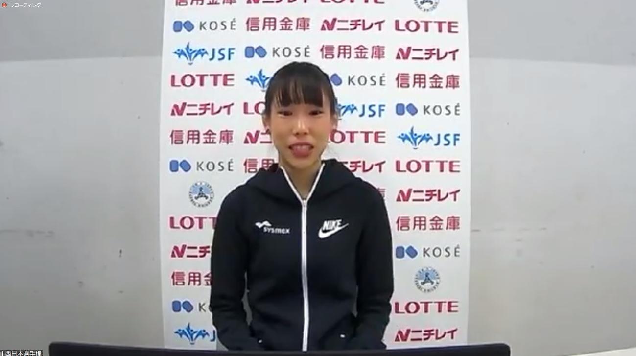 西日本選手権のショートプログラムを終えた三原舞依