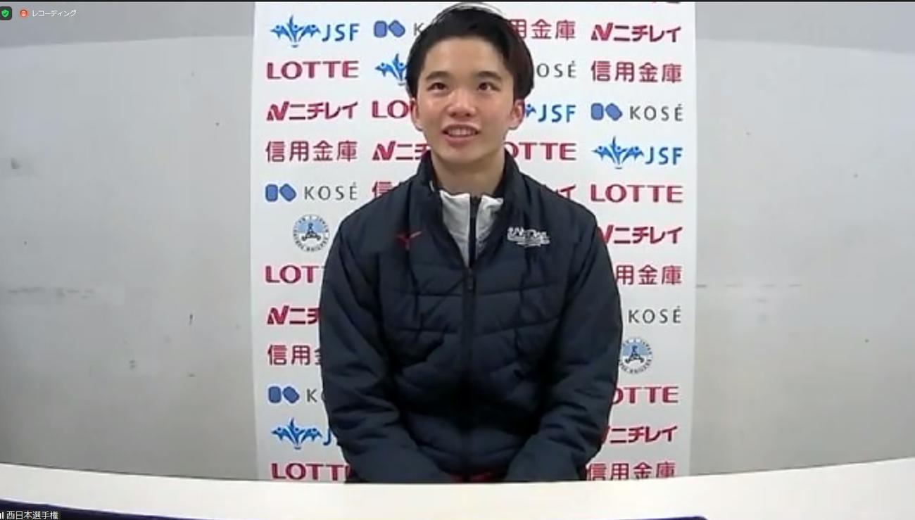 西日本選手権のフリーを終えた友野一希