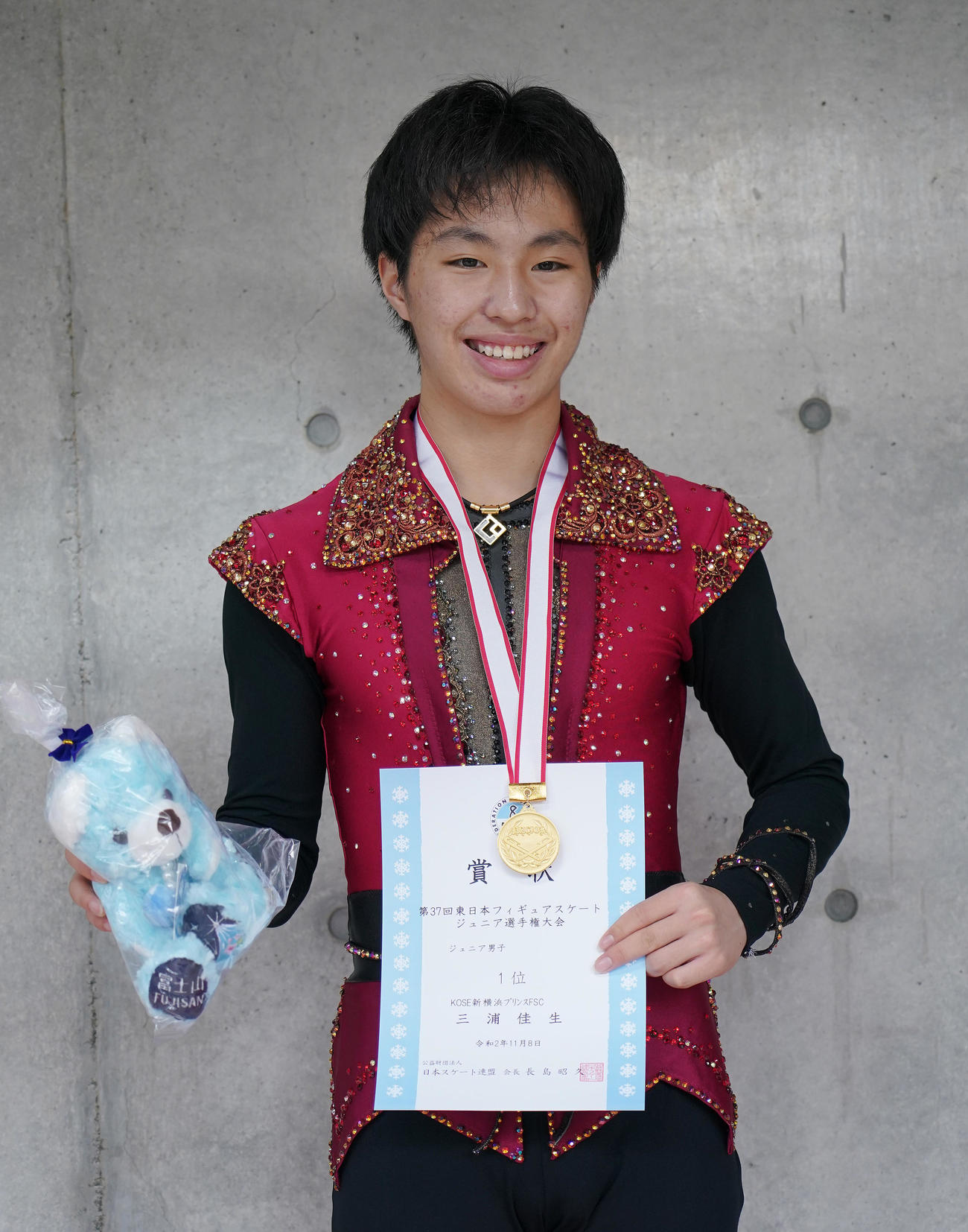 フィギュアスケート東日本選手権・ジュニア男子で優勝した三浦（撮影・菅敏）
