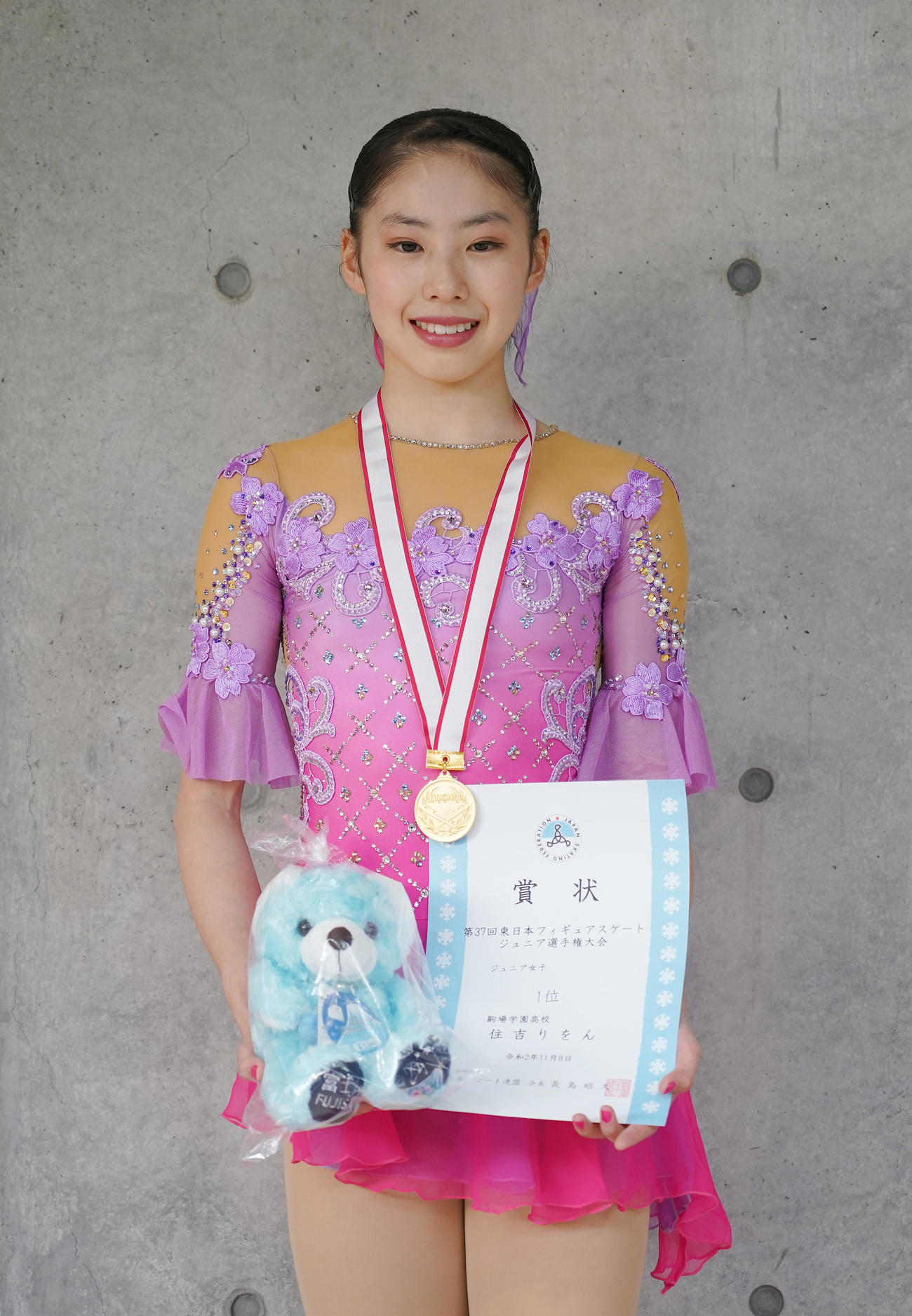 フィギュアスケート東日本選手権・ジュニア女子で優勝した住吉（撮影・菅敏）