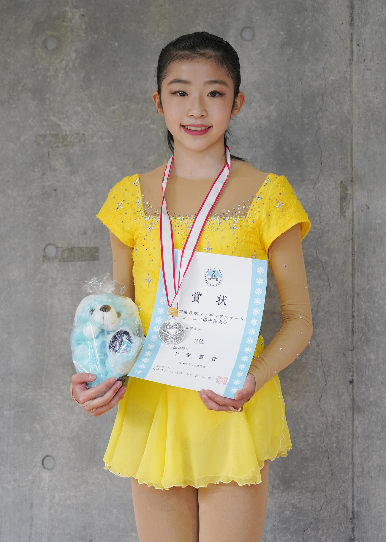 フィギュアスケート東日本選手権・ジュニア女子で2位の千葉百音（撮影・菅敏）