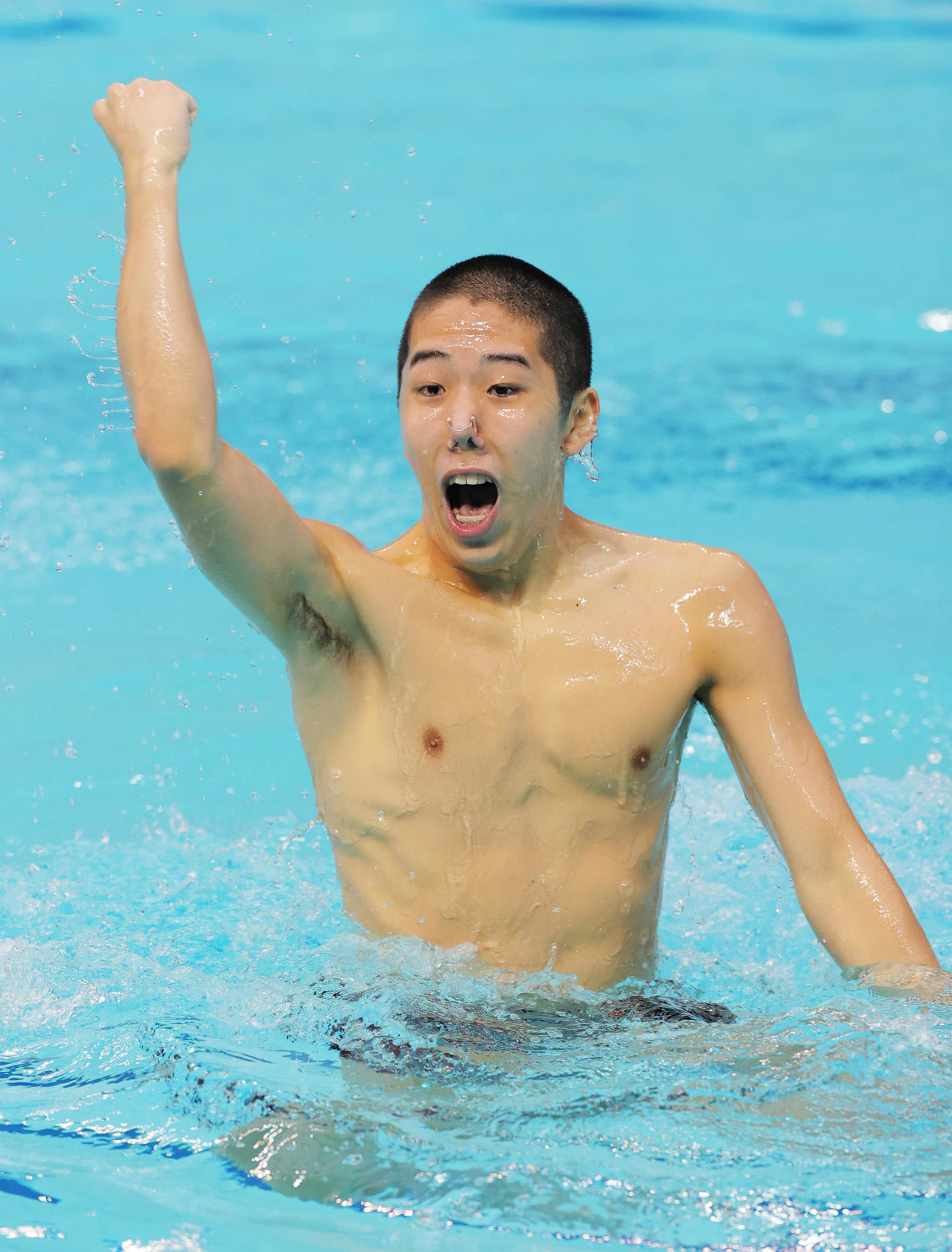 男子ソロ・フリールーティン（FR）で1位になった岩崎尽真（代表撮影）