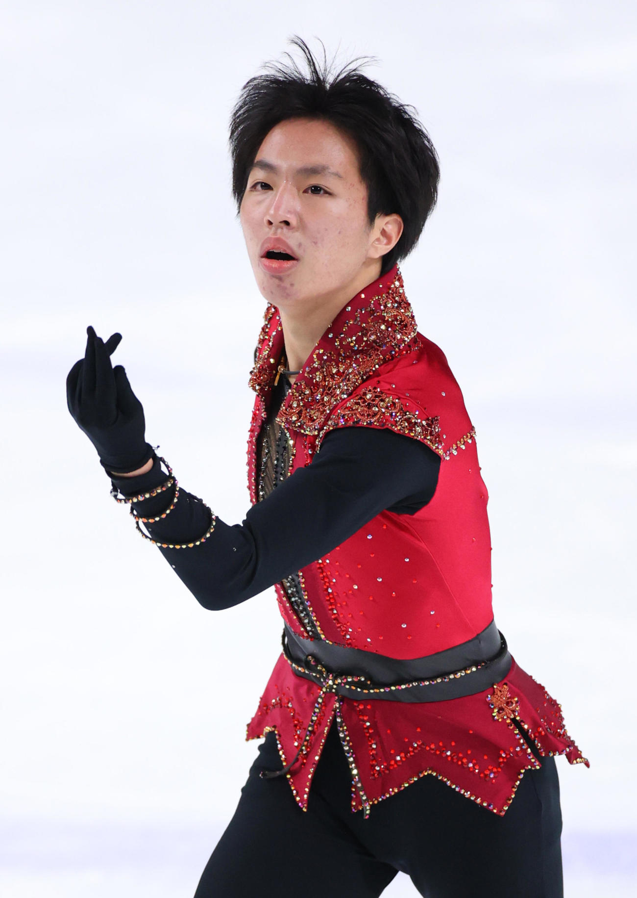 男子フリーで演技する2位の三浦佳生（代表撮影）