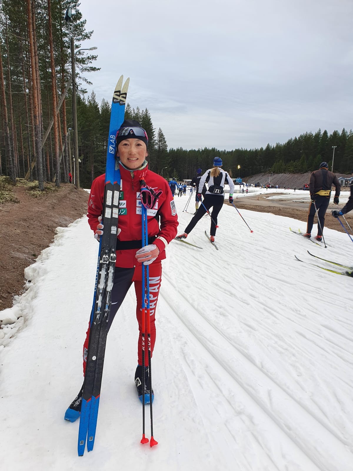 フィンランド遠征中のノルディックスキー距離女子の石田（本人提供）