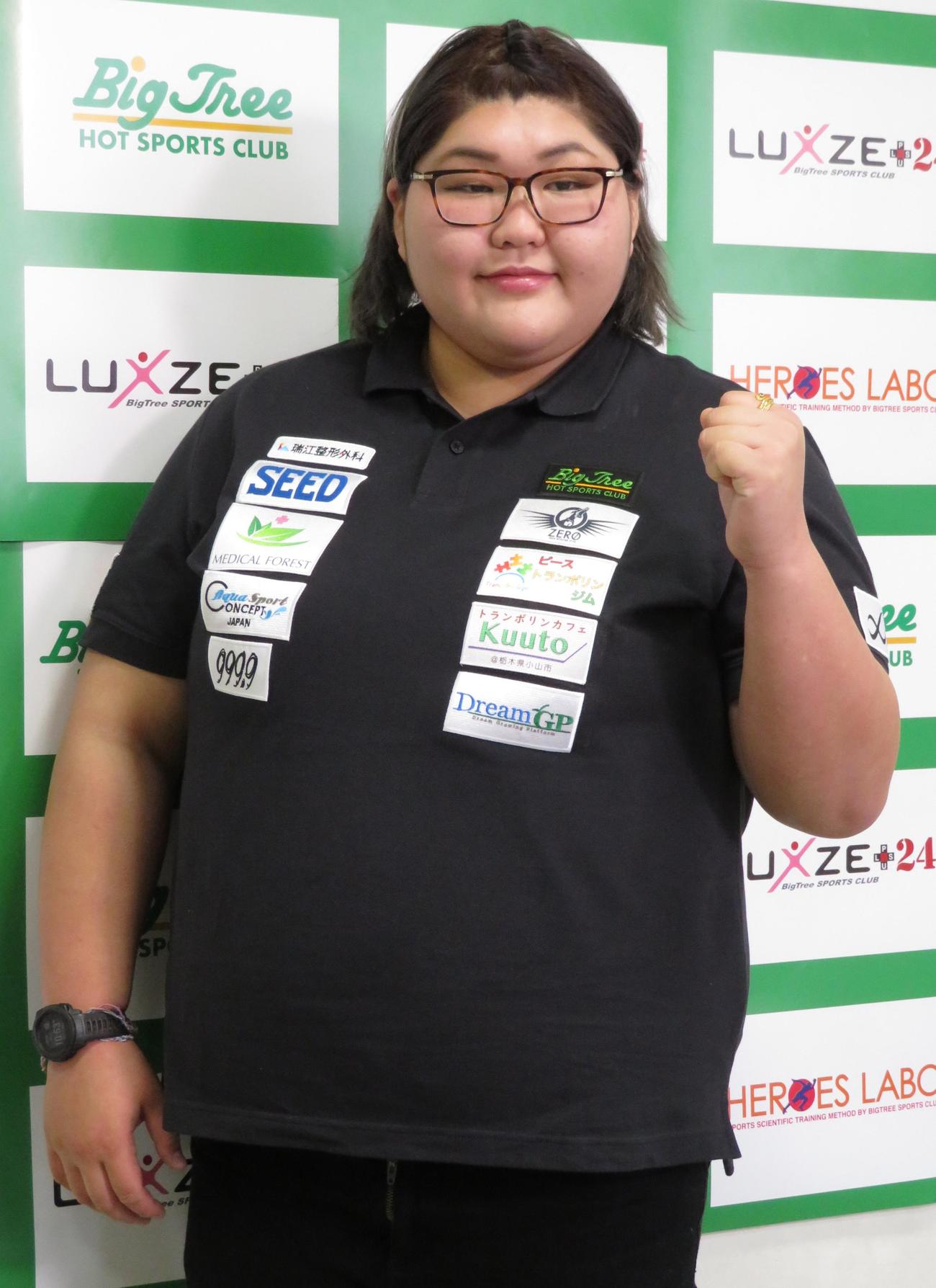ビッグツリーに所属することが決まった朝比奈沙羅（撮影・峯岸佑樹）