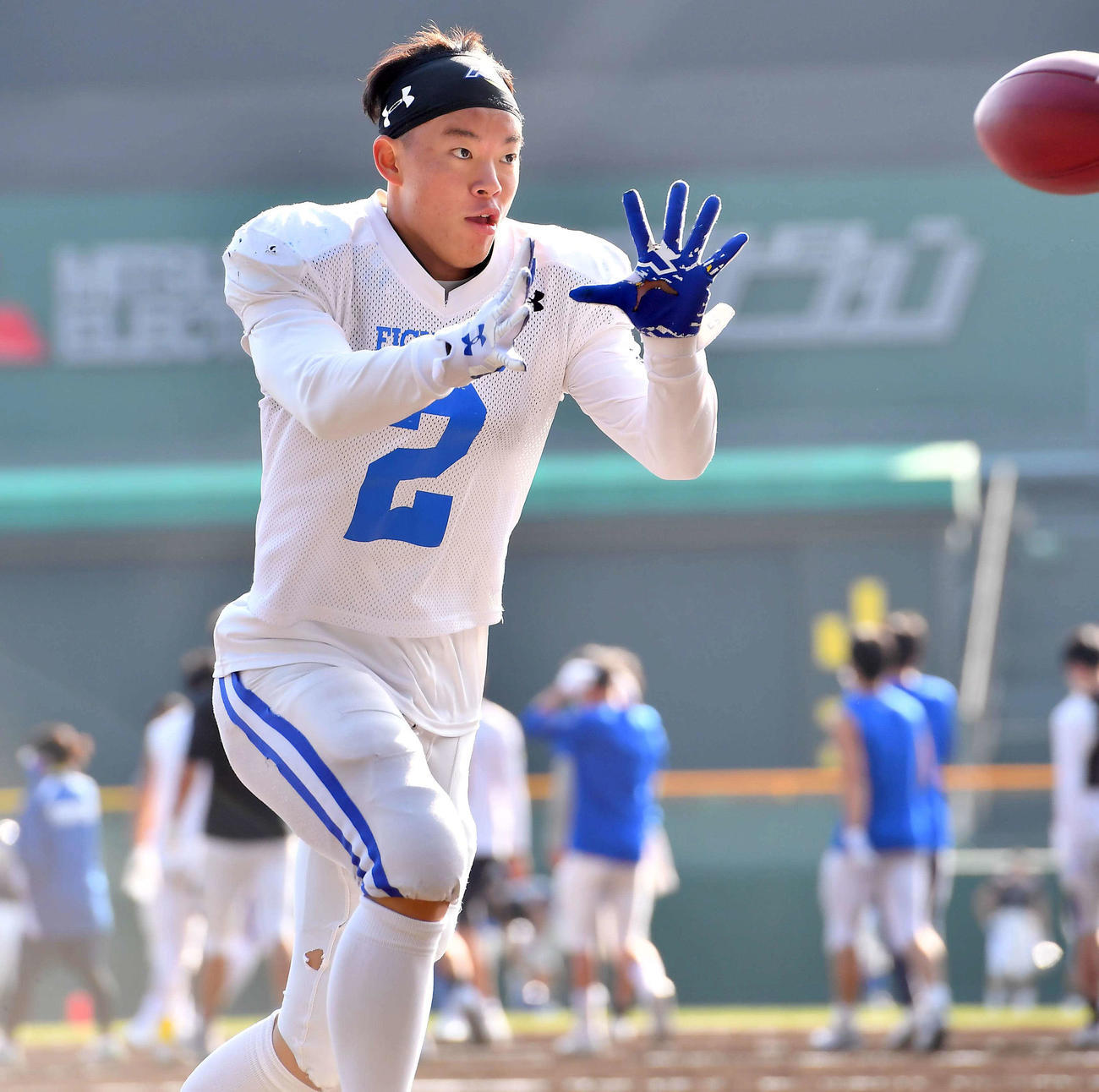 甲子園練習で汗を流す関学大DB竹原虎ノ助（撮影・上田博志）