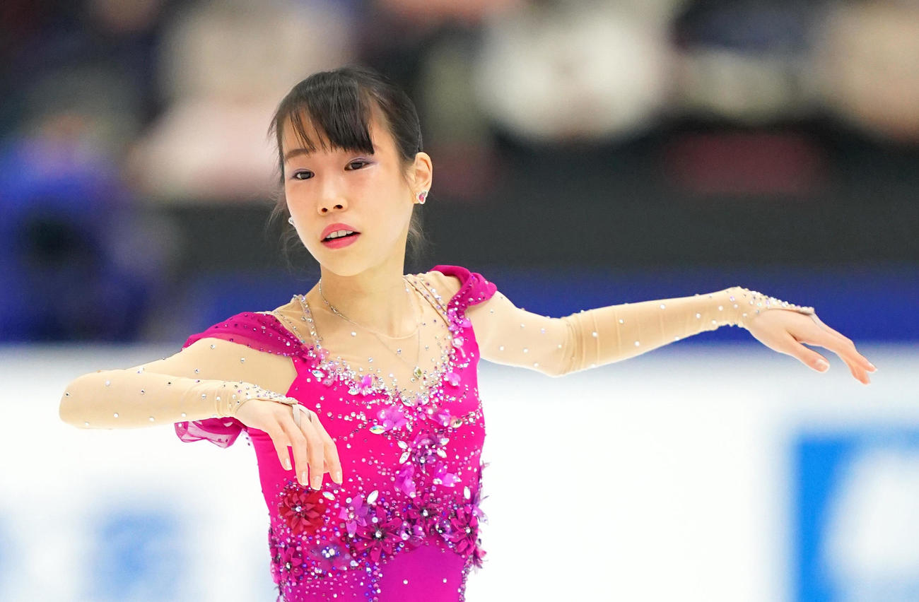 全日本フィギュアスケート選手権　女子SPの演技をする三原（代表撮影）