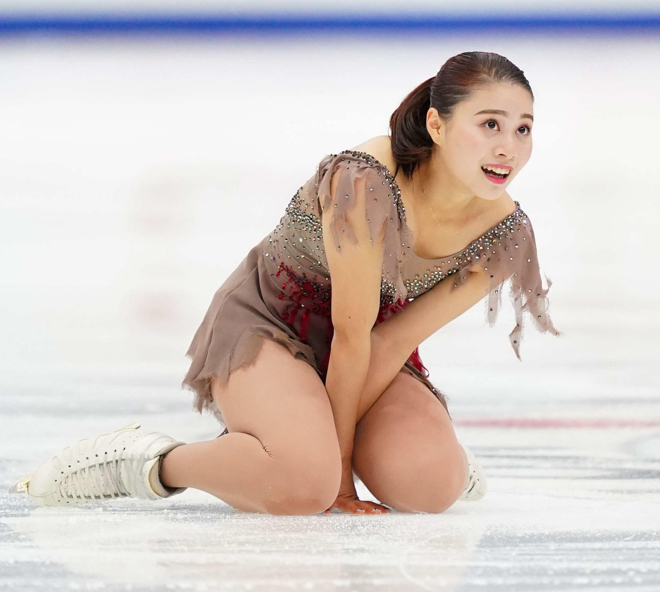 女子フリーの演技を終えた白岩（代表撮影）