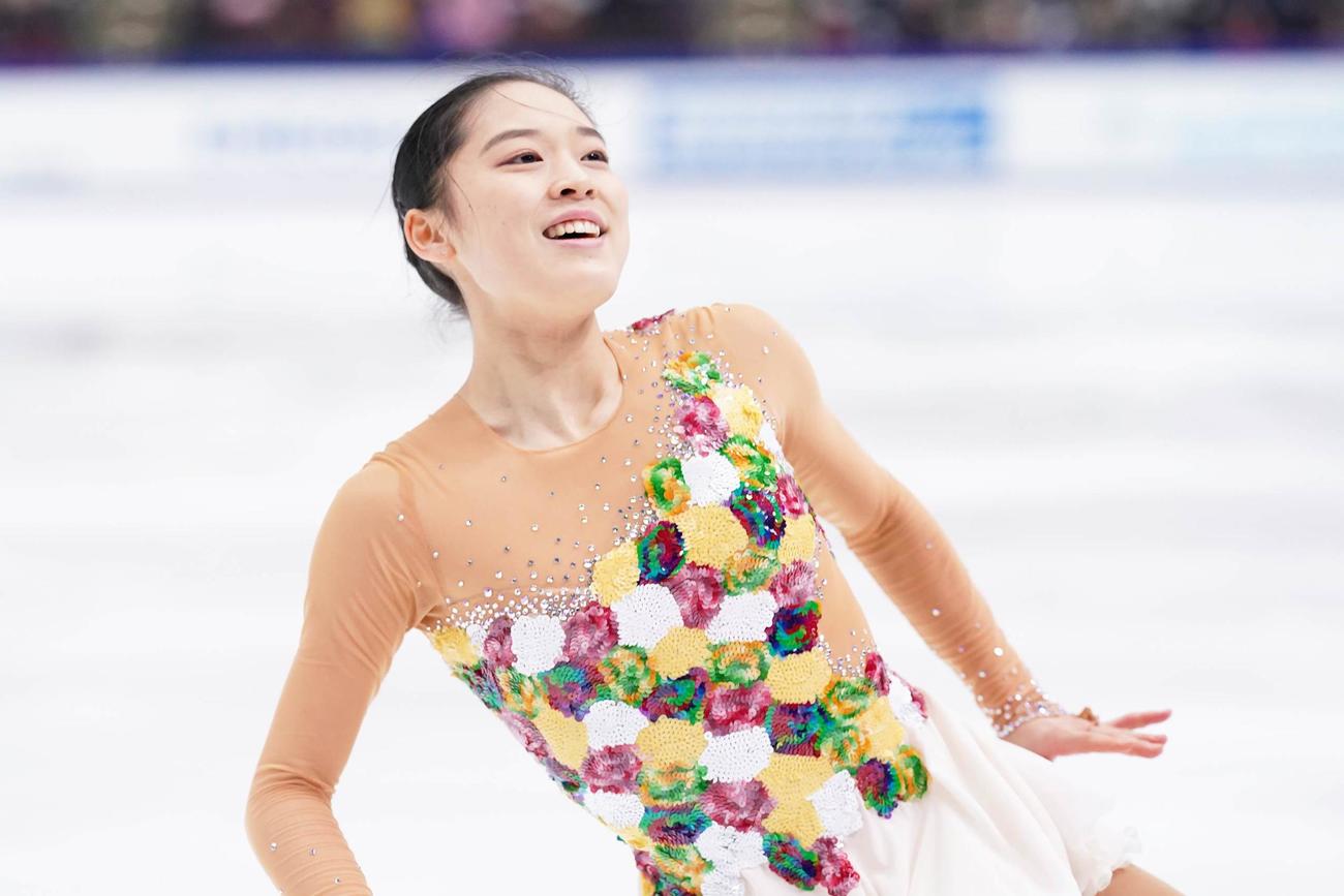 全日本選手権最終日　女子フリーで演技をする川畑（代表撮影）