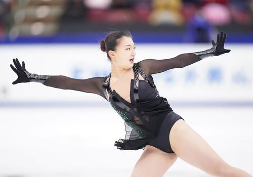全日本手権最終日　女子フリーで演技をする坂本（代表撮影）