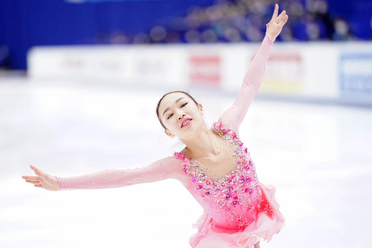 全日本選手権最終日　女子フリーで演技をする松生（代表撮影）