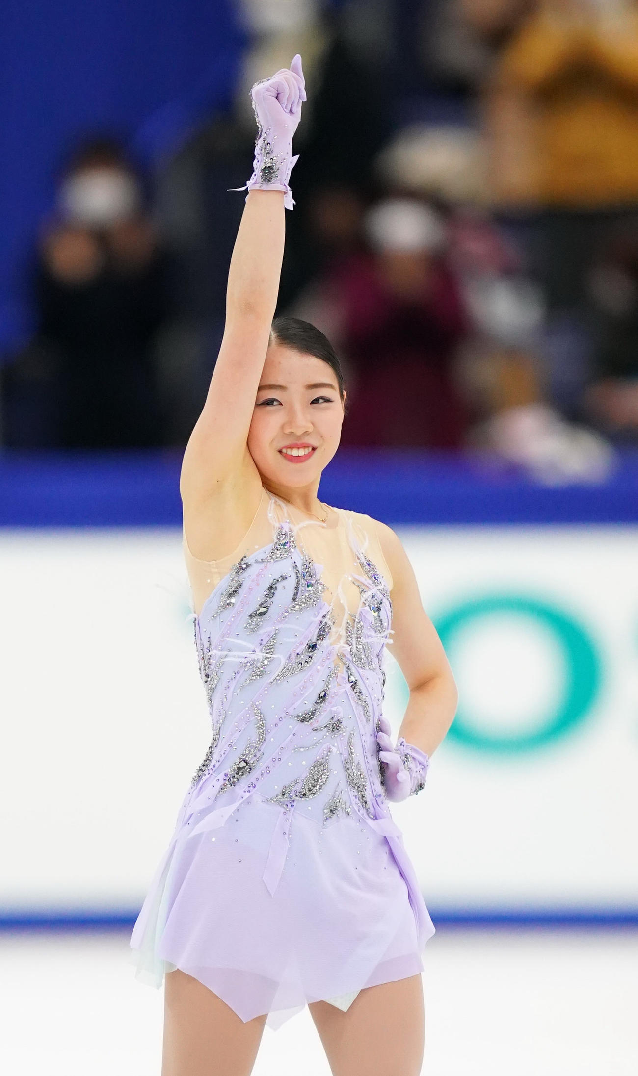 全日本手権最終日　女子フリーの演技を終え、ガッツポーズを見せる紀平（代表撮影）