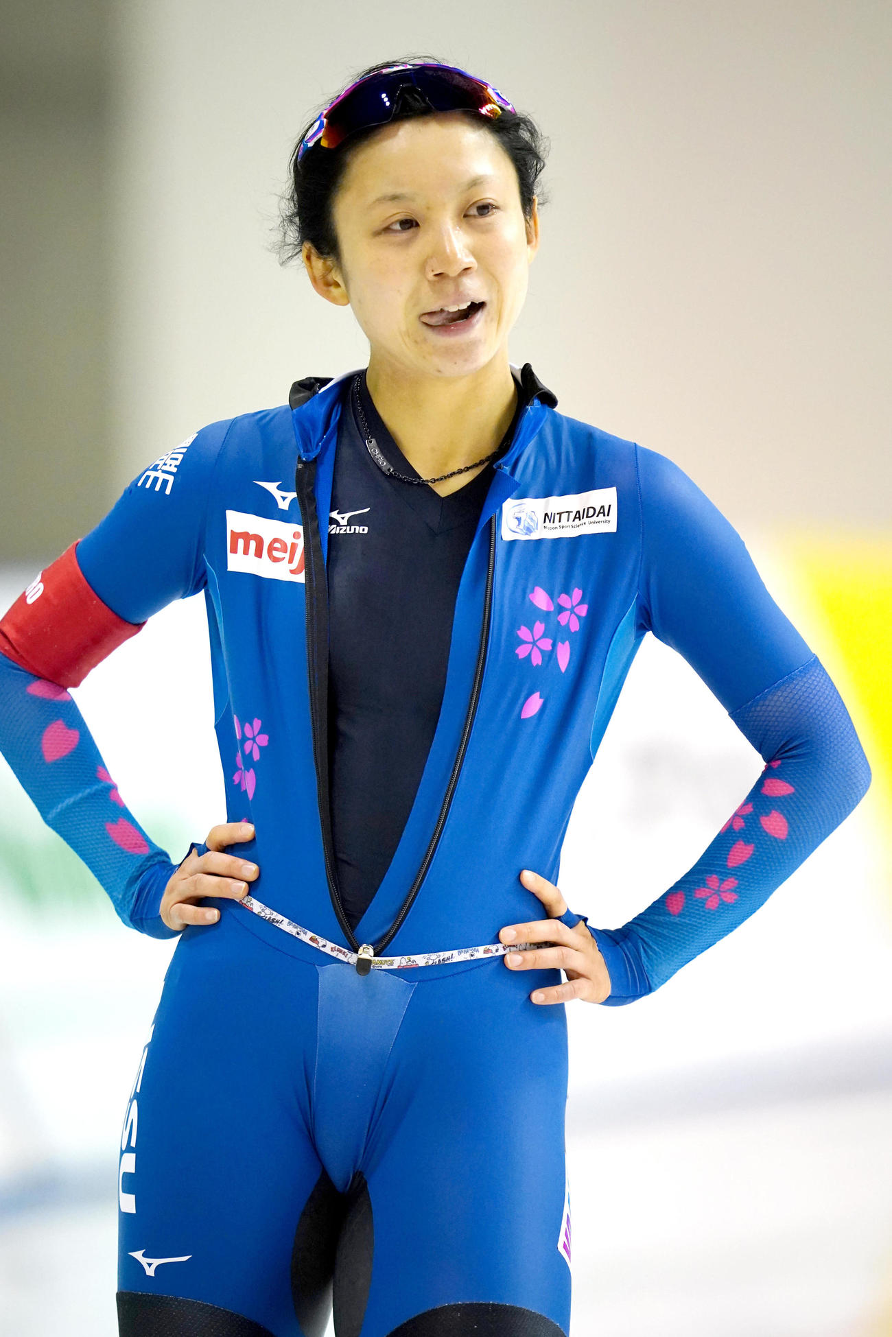 女子1000メートルのゴール後、笑顔を見せる高木美帆（代表撮影）
