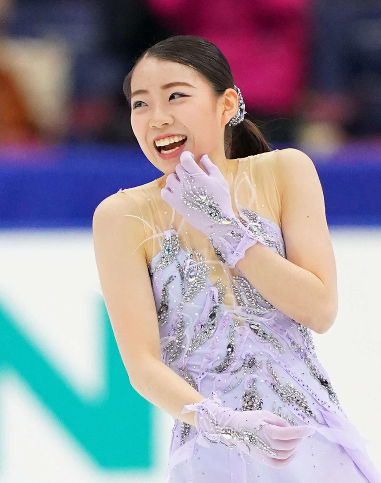 女子フリーの演技を終えて笑顔を見せる紀平（代表撮影）＝2020年12月27日