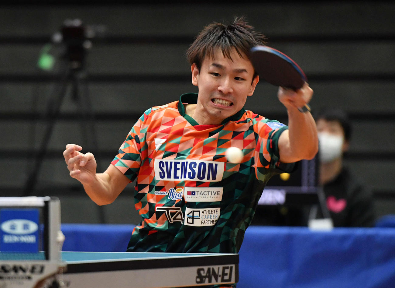 全日本卓球選手権男子シングルス6回戦　準々決勝に進出した丹羽孝希（撮影・岩下翔太）