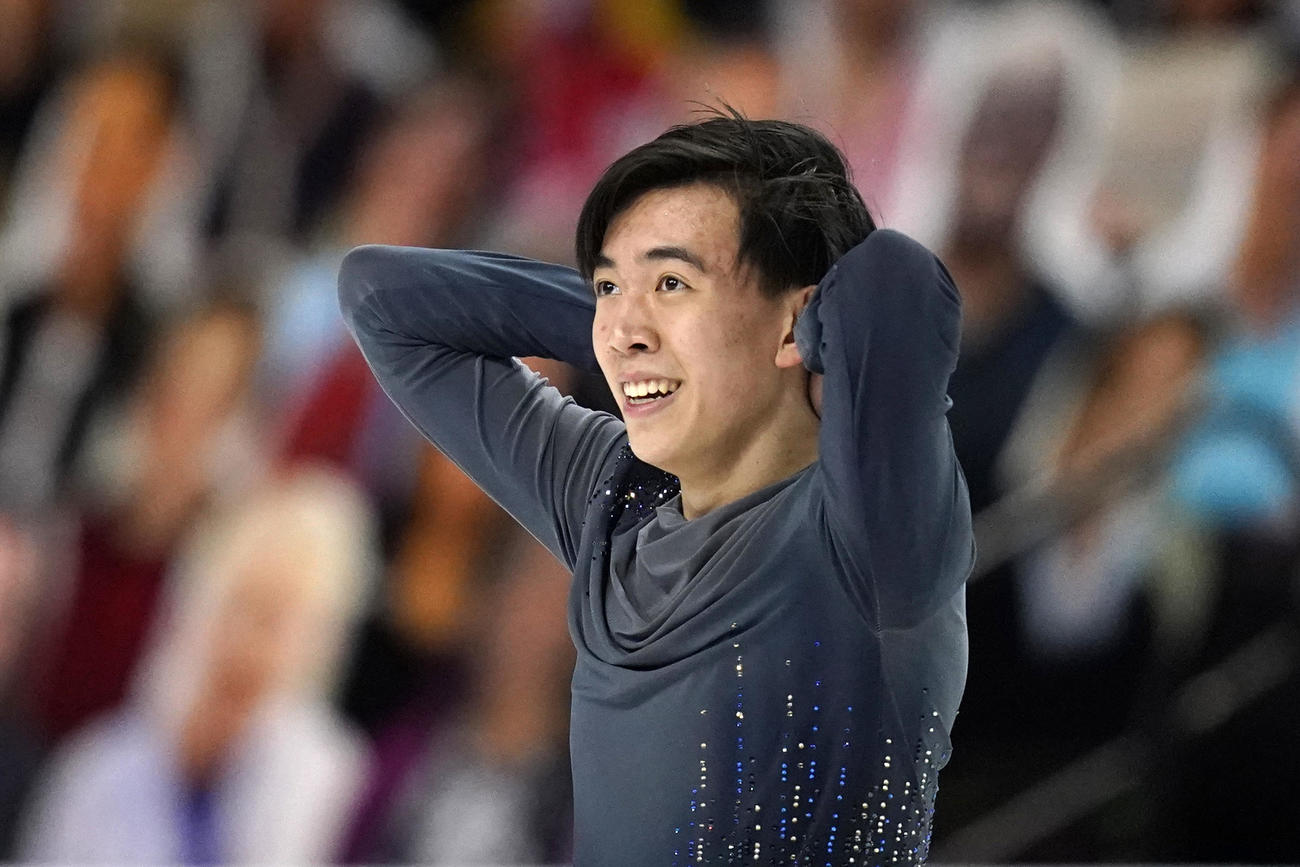 全米選手権男子SP　2位のビンセント・ジョウ（AP）