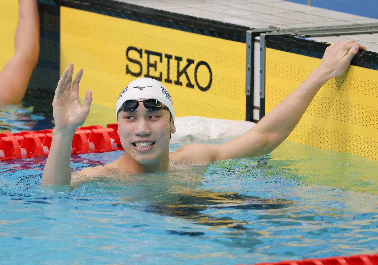 男子200メートル自由形を日本新で制した松元（代表撮影）
