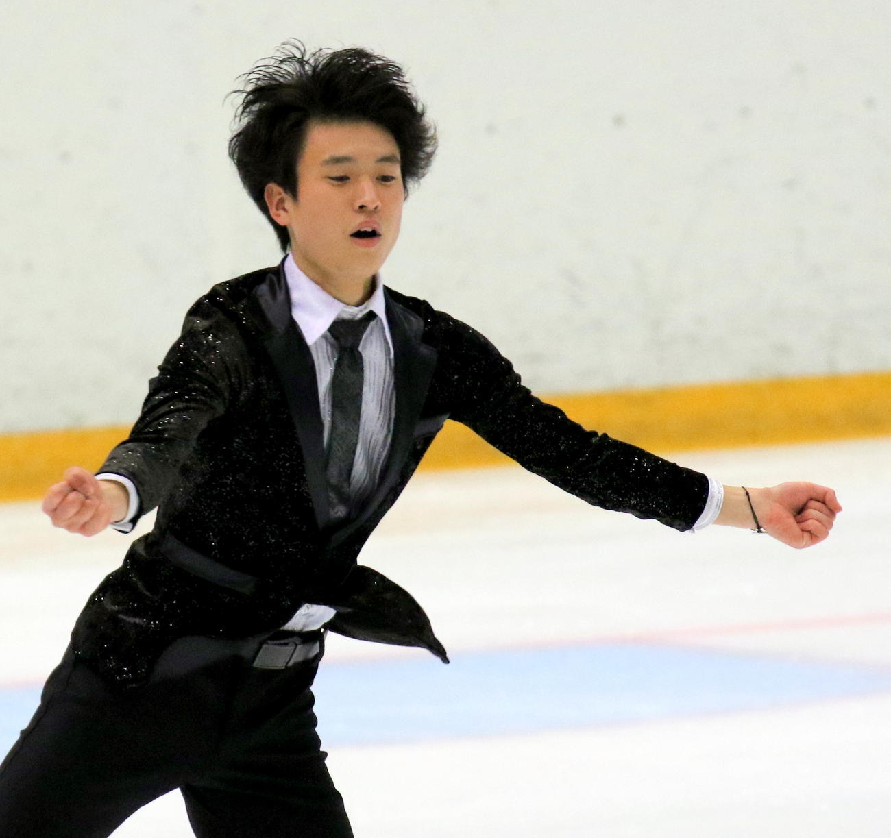 全国高校スケート選手権フィギュア競技　男子決勝（フリー）を終えて3位となった綾羽の本田ルーカス剛史（撮影・木下淳）