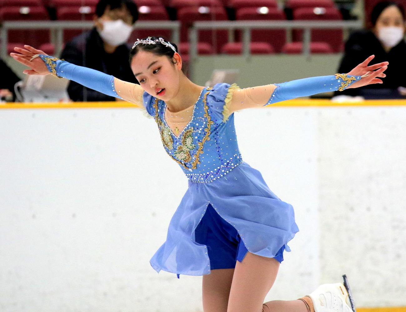全国高校スケート選手権フィギュア競技　女子決勝（フリー）でSP6位から総合2位に順位を上げた香椎2年の江川マリア（撮影・木下淳）