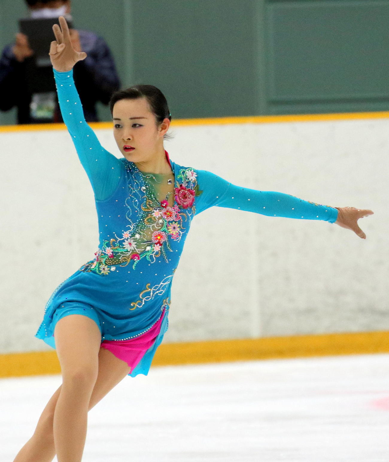 全国高校スケート選手権フィギュア競技　女子決勝（フリー）を終えて総合6位に入賞した中京大中京3年の浦松千聖（撮影・木下淳）