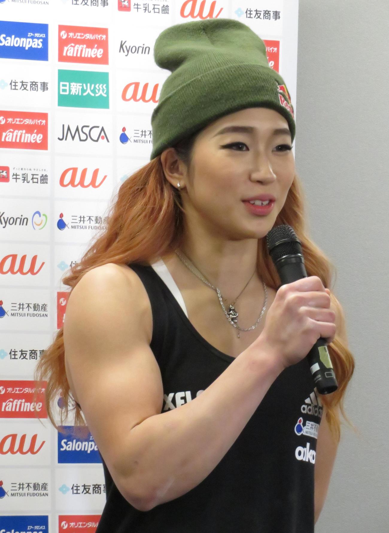 東京五輪に向け、筋力アップした野中生萌（撮影・峯岸佑樹）