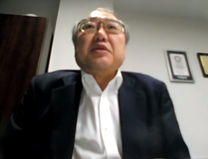 オンライン取材に応じる全日本柔道連盟の中里壮也専務理事
