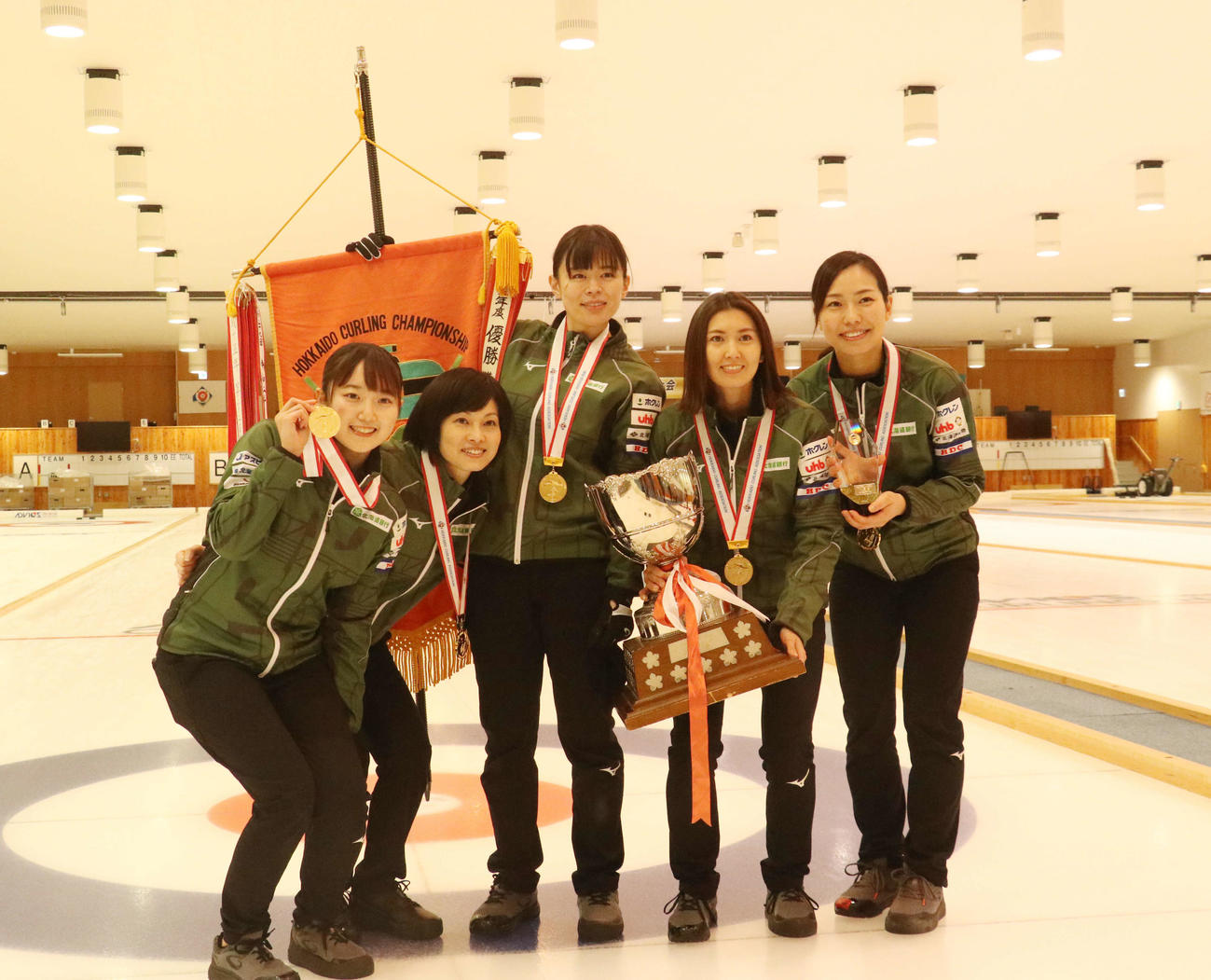 北海道銀行の選手たち。左から伊藤、船山、小野寺、吉村、近江谷（2021年1月17日撮影）