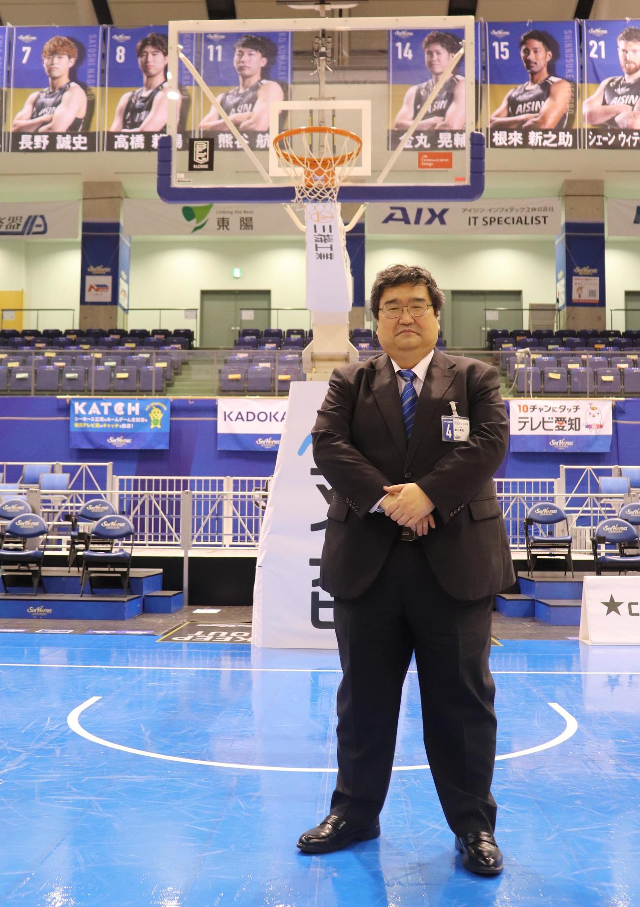 元楽天スタジアム部長で、現在はBリーグ三河のシニアコーディネーターを務める堀江さん（撮影・古川真弥）