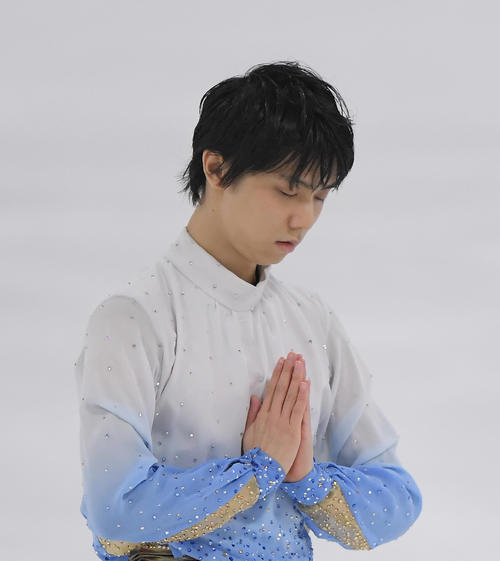 オータム・クラシック　SPの演技を前に手を合わせる羽生結弦（2017年9月22日）