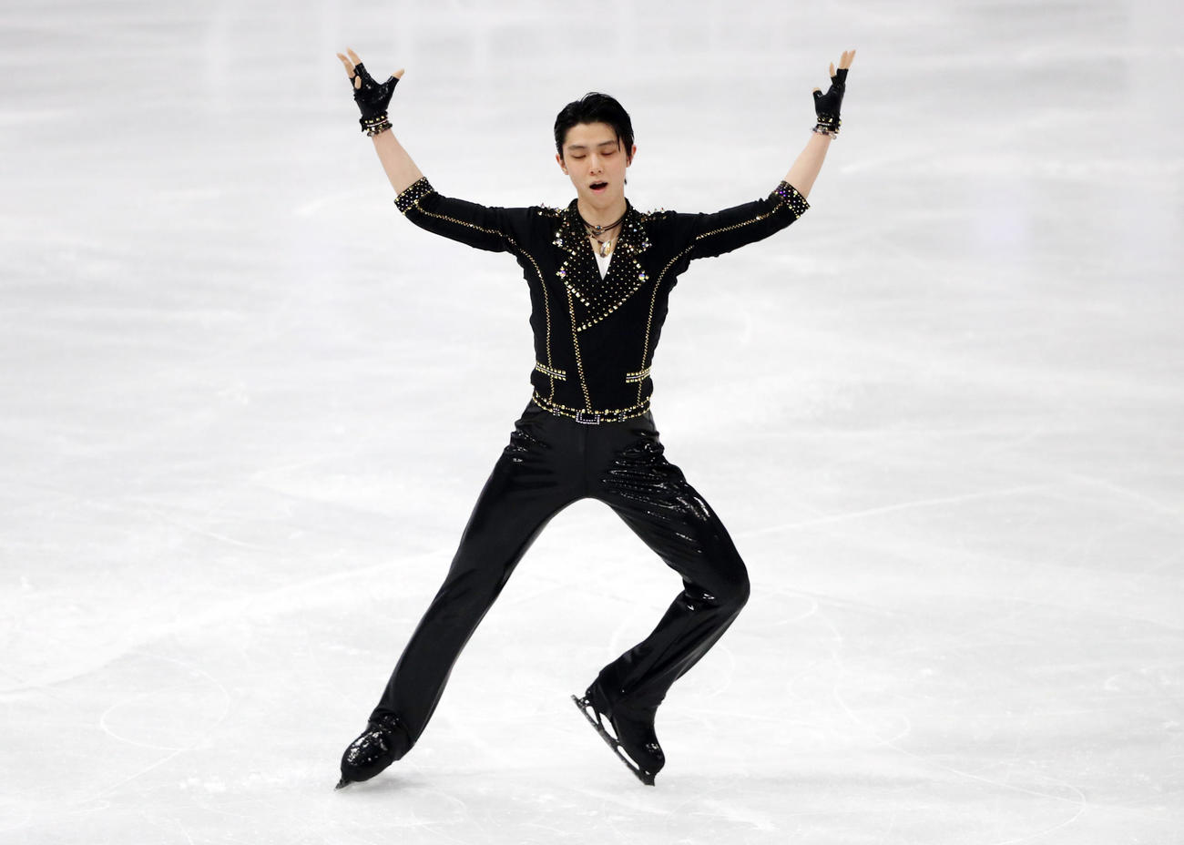 男子SPの演技に臨む羽生結弦（撮影・PNP）