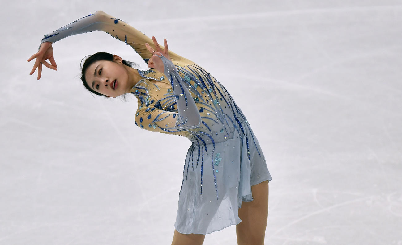 女子フリー　演技するホンイー・チェン（AP）