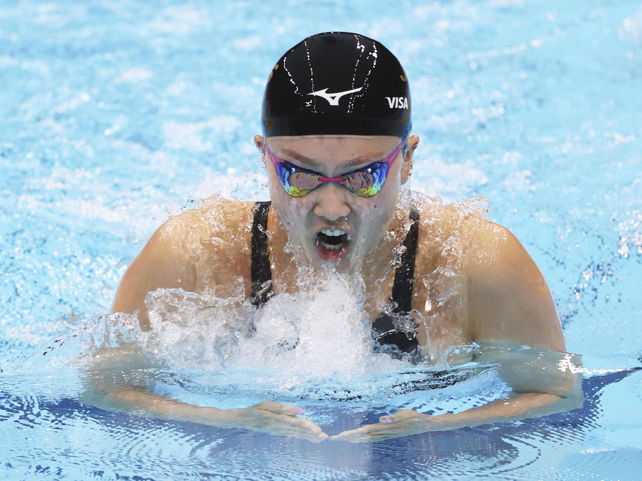 女子100メートル平泳ぎ決勝　優勝した渡部（代表撮影）